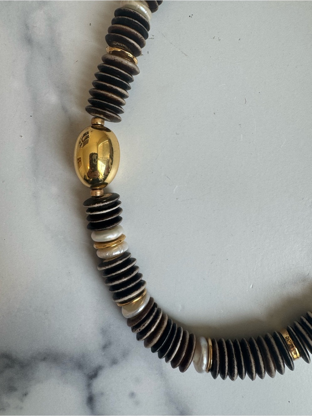 Lizzie Fortunato Bilbao Collar Necklace Disc Necklace with Pearl & Gold Accents - Picture 7 of 9